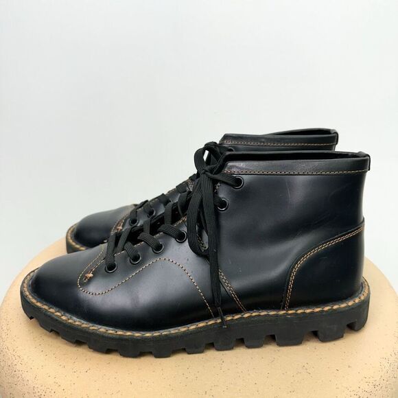 Coach Unisex Cordovan Black Leather Boxing Lace Up Round Toe Boot - Picture 9 of 10